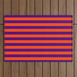 [ Thumbnail: Indigo and Red Stripes Pattern Outdoor Rug ]