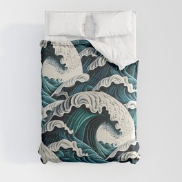 Japanese Décor: The Great Wave - A Hokusai Kanagawa Surfing Print Comforter