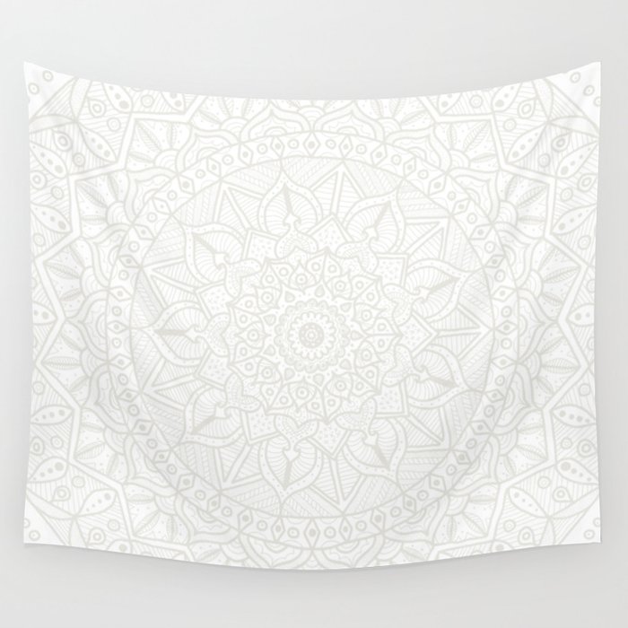 Cream on White Mandala Circle of Life Wall Tapestry