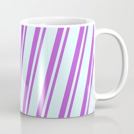 [ Thumbnail: Light Cyan and Orchid Colored Lined/Striped Pattern Coffee Mug ]