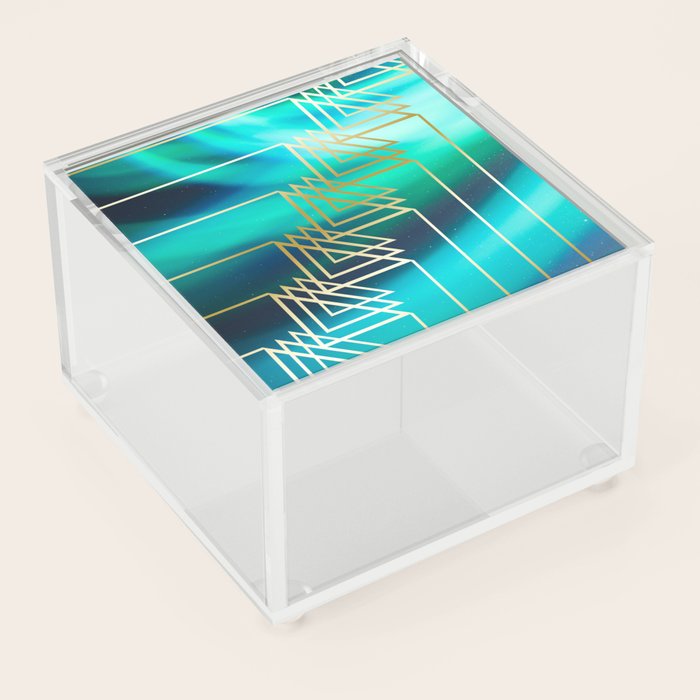 green northern lights muted gold foil effect geometric aesthetic