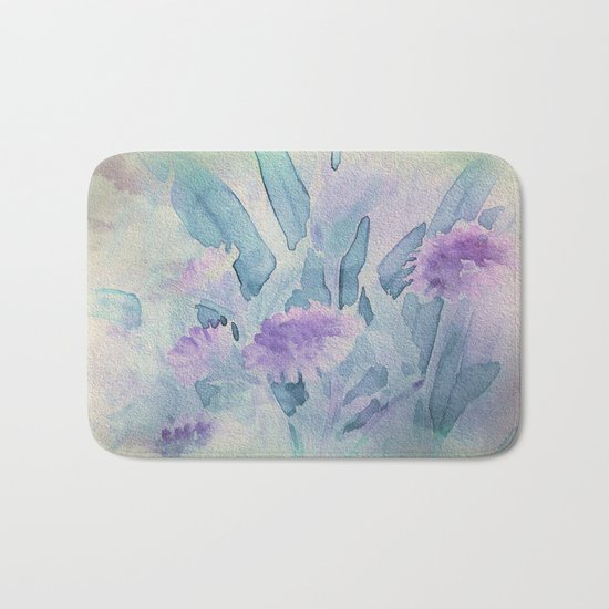 Heavenly Lavender Water Color Floral Bath Mat