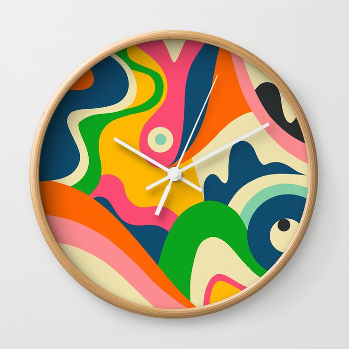 Colorful Mid Century Abstract  Wall Clock