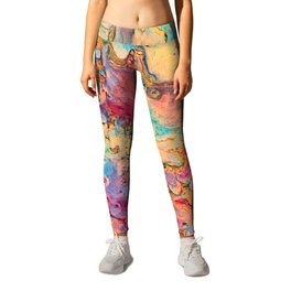 Colorful Palette Knife Abstract With Oil Paint Leggings