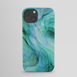 Sea Green Flowing Waves Abstract Ink Painting iPhone Case