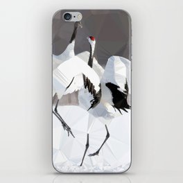 Japanese Red Crowned Cranes Dance Low Poly Geometric  iPhone Skin