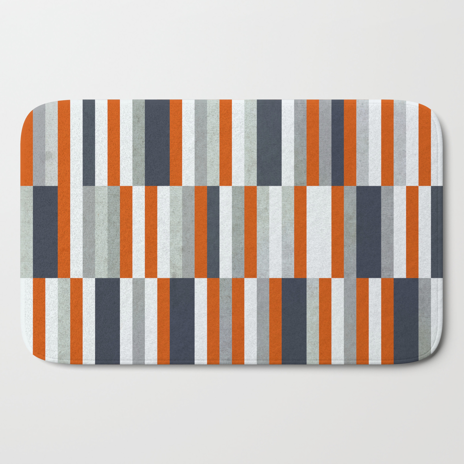 grey striped bath mat