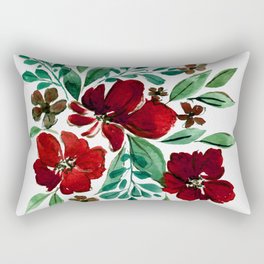 Watercolor Primrose Bouquet - Magenta Rectangular Pillow