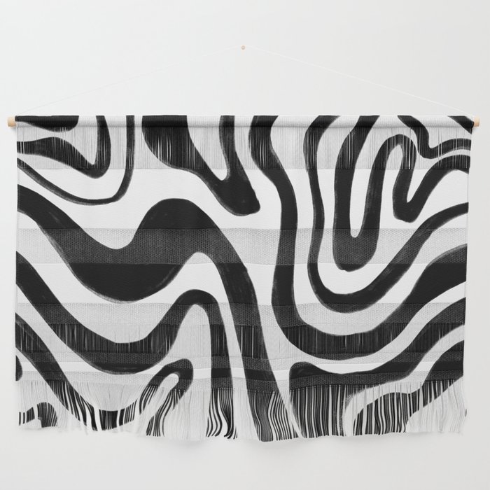 70s 60s Monochrome Swirl Wall Hanging