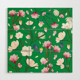 Happy Floral Land (Green) Wood Wall Art