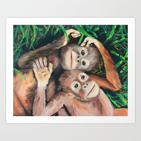 Baby Orangutans Art Print