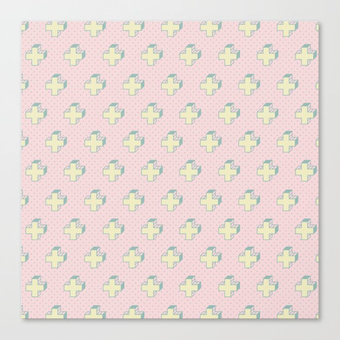 Memphis Pattern Gemetrical Plus Retro Art In Pink And Yellow Mix Memphis Pattern Gemetrical Plus Retro Art In Pink And Yellow Mix Match Canvas