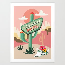 Cactus Motel Art Print