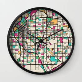 Colorful City Maps: Denver, Colorado Wall Clock