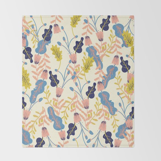 Pastel Floral Pattern Throw Blanket