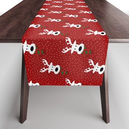 Reindeer in a snowy day (red) Table Runner