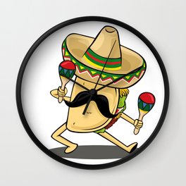 Cinco De Mayo -  Taco Dancing Sombrero Maracas Wall Clock