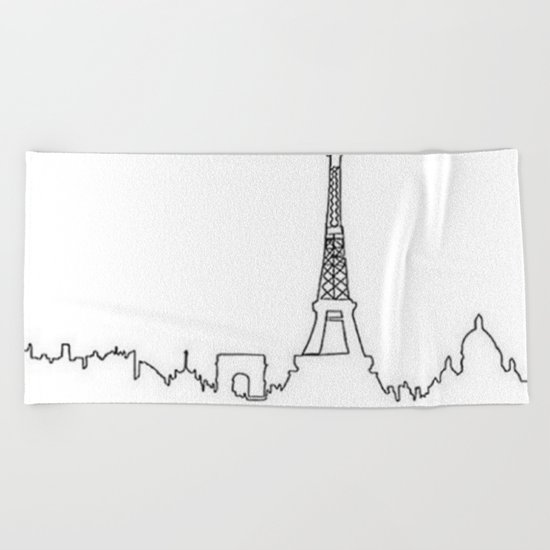 Paris, France Outline (Eiffel Tower, Notre Dame) Beach Towel
