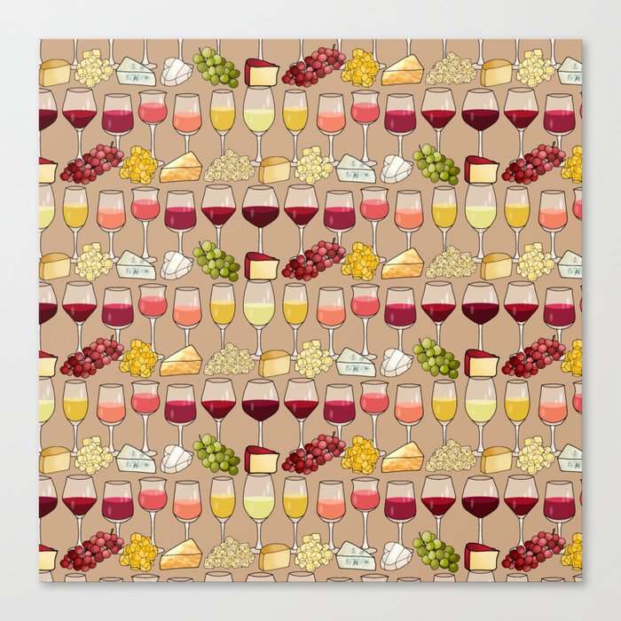 Wine and Cheese (cork brown) Canvas Print