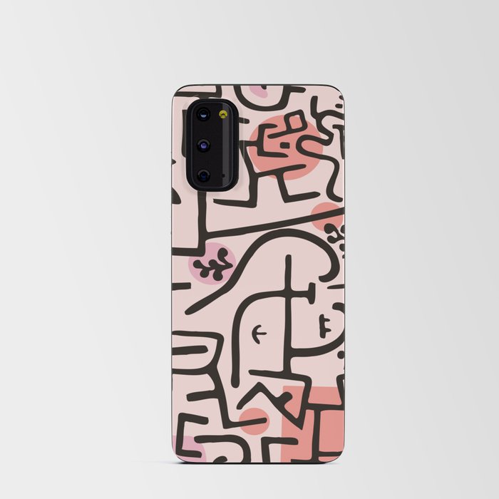 Aesthetic Ethno doodle Pattern Retro Inustrial in pink Tones Android Card Case