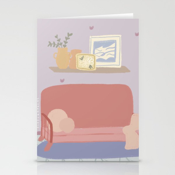 Art Print | Lilac Livingroom | Liefs Anoes  Stationery Cards