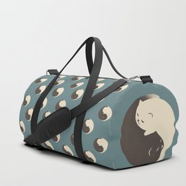 Hidden cat 9 blue yin yang kitty hug Duffle Bag
