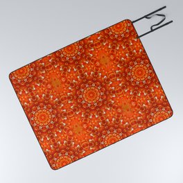 Orange Petals Kaleidoscope Picnic Blanket