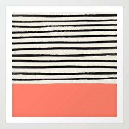 Coral x Stripes Art Print