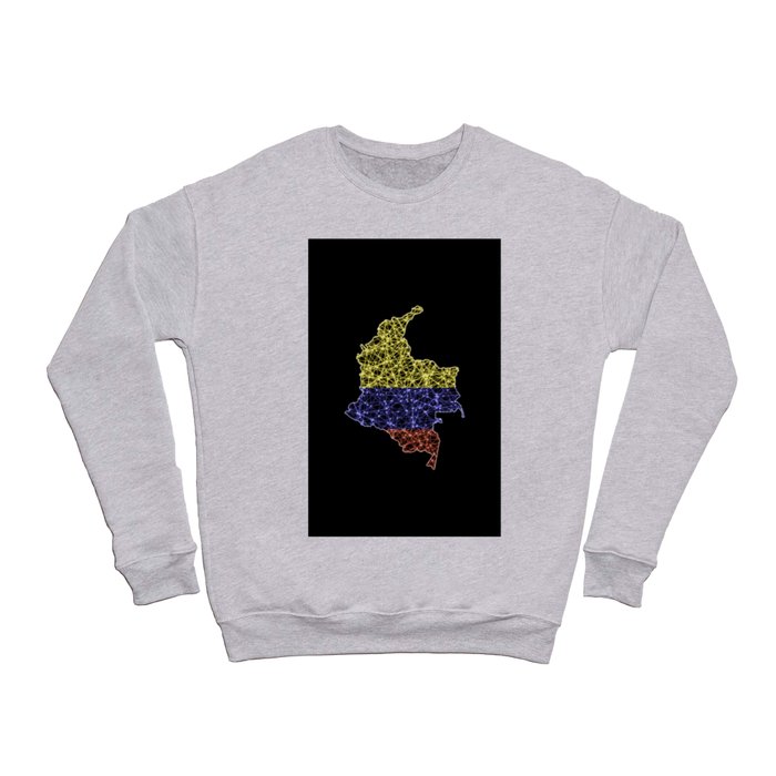 Map of Colombia, Polygonal mesh line map, flag map Crewneck Sweatshirt