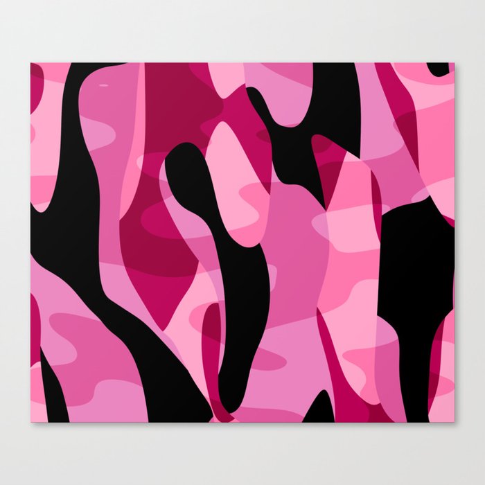 black and pink camo abstract Canvas Print