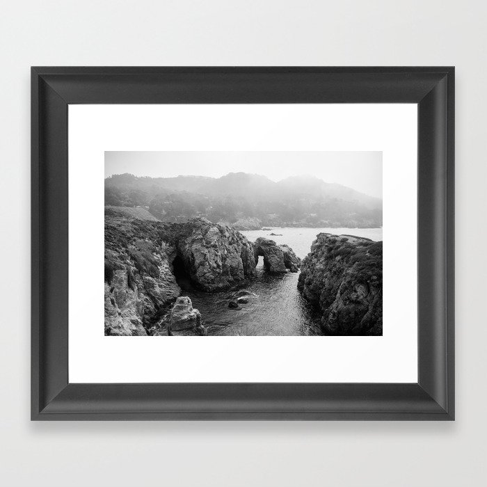 Ocean Arches | Black and White Nature Landscape Photography in California Framed Art Print