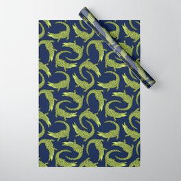Crocodiles (Deep Navy and Green Palette) Wrapping Paper