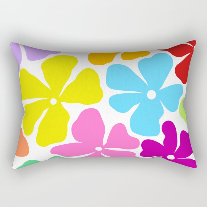 Mid Century Minimalist Rainbow Flower Power  Rectangular Pillow