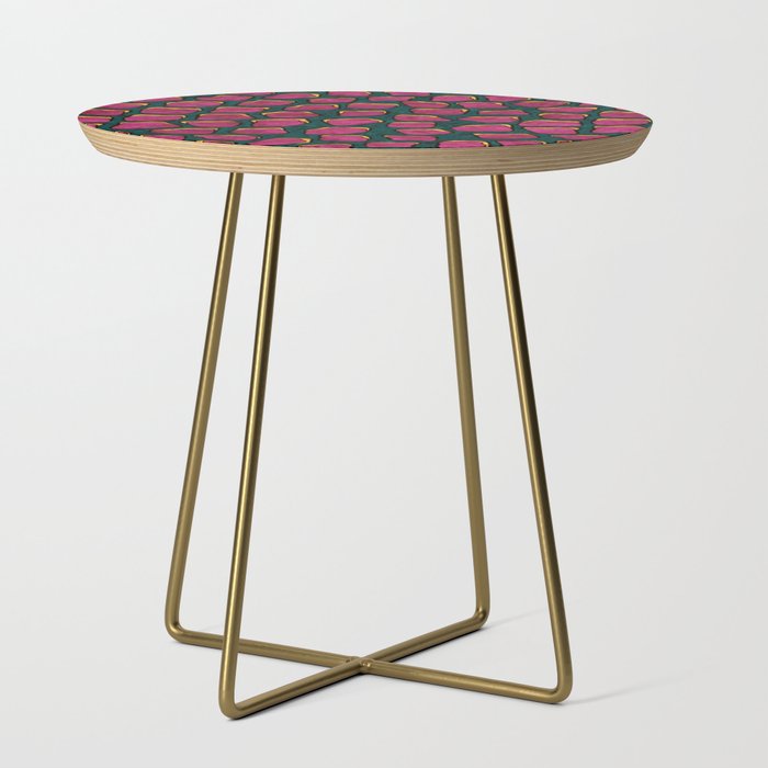 Fuchsia animal skin pattern, bold colors maximalist styled Side Table