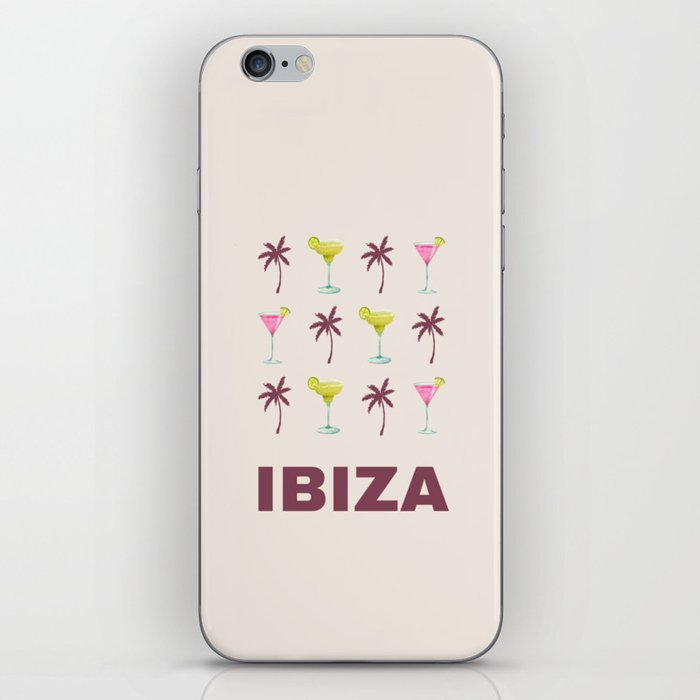 Ibiza Vacations Retro Illustration Modern Art Decor Boho Light Pink Aesthetic iPhone Skin