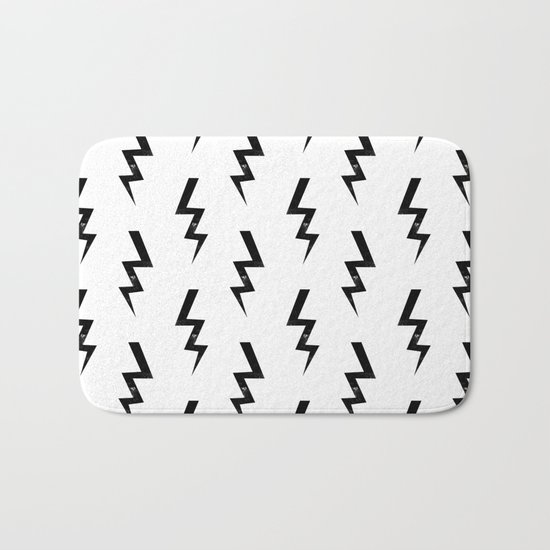 Bolts lightning bolt pattern black and white minimal cute patterned gifts Bath Mat