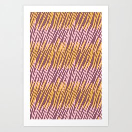 Scribbled Impatience 4A | Mauve and Yellow | Pattern Art Print