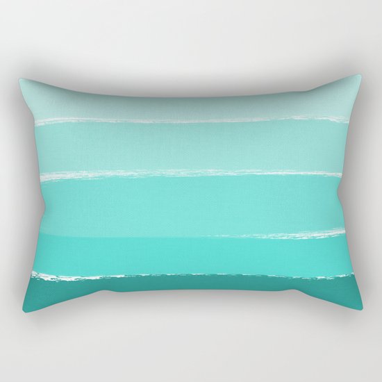 Ombre brushstrokes modern minimal ocean abstract painting wall art Rectangular Pillow