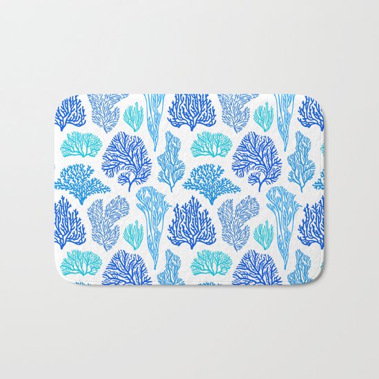 Coral Mania Pattern (blue) Bath Mat