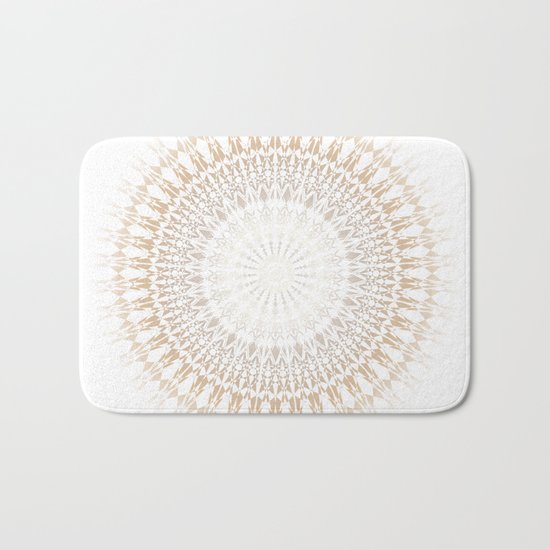Beige White Mandala Bath Mat