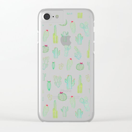 Dark Watercolour Cactus Clear iPhone Case