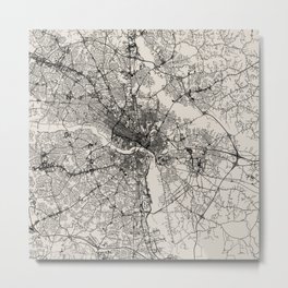 Richmond, USA - Black and White City Map Metal Print
