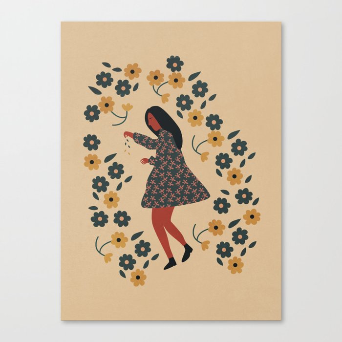 Woman Floral - Garden Boho Canvas Print