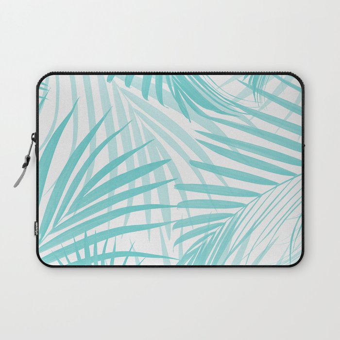 Soft Turquoise Palm Leaves Dream - Cali Summer Vibes #4 #tropical #decor #art #society6 Laptop Sleeve