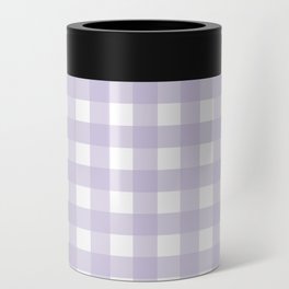 Purple Pastel Farmhouse Style Gingham Check Can Cooler