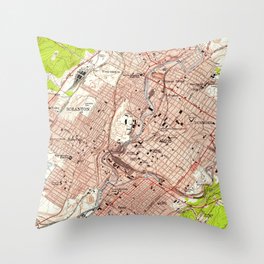 Vintage Map of Scranton Pennsylvania (1947) Throw Pillow