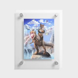 Fox Riding Dinosaur Floating Acrylic Print