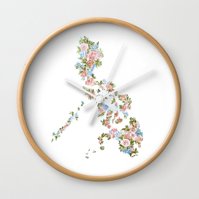 Let Hope Bloom-Philippine Map-Roses Wall Clock