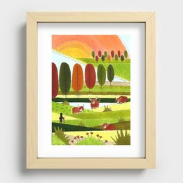 Highland Cow Fields Happy Place Recessed Framed Print