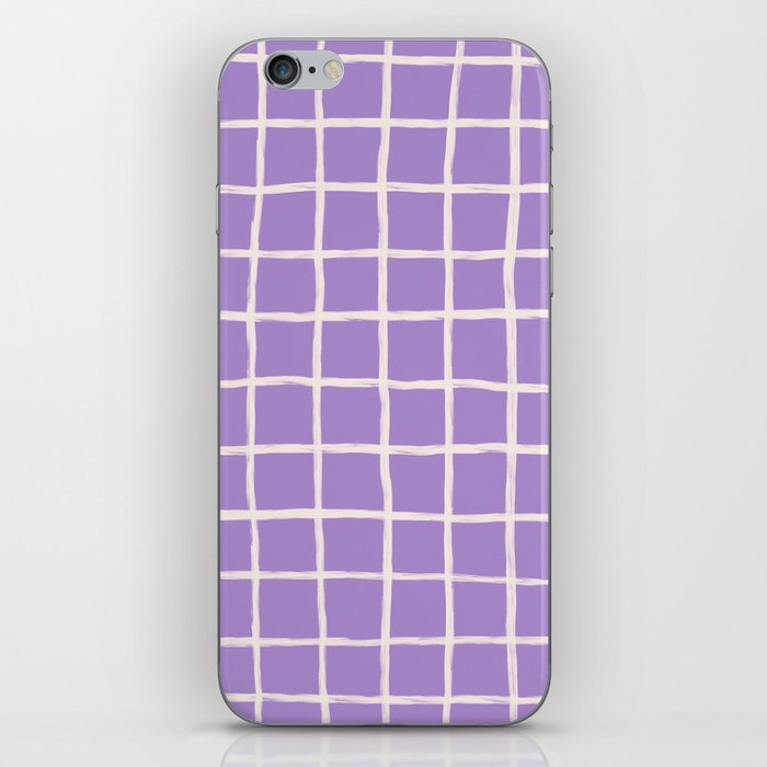Retro Modern Plaid Checker on Violet Purple iPhone Skin